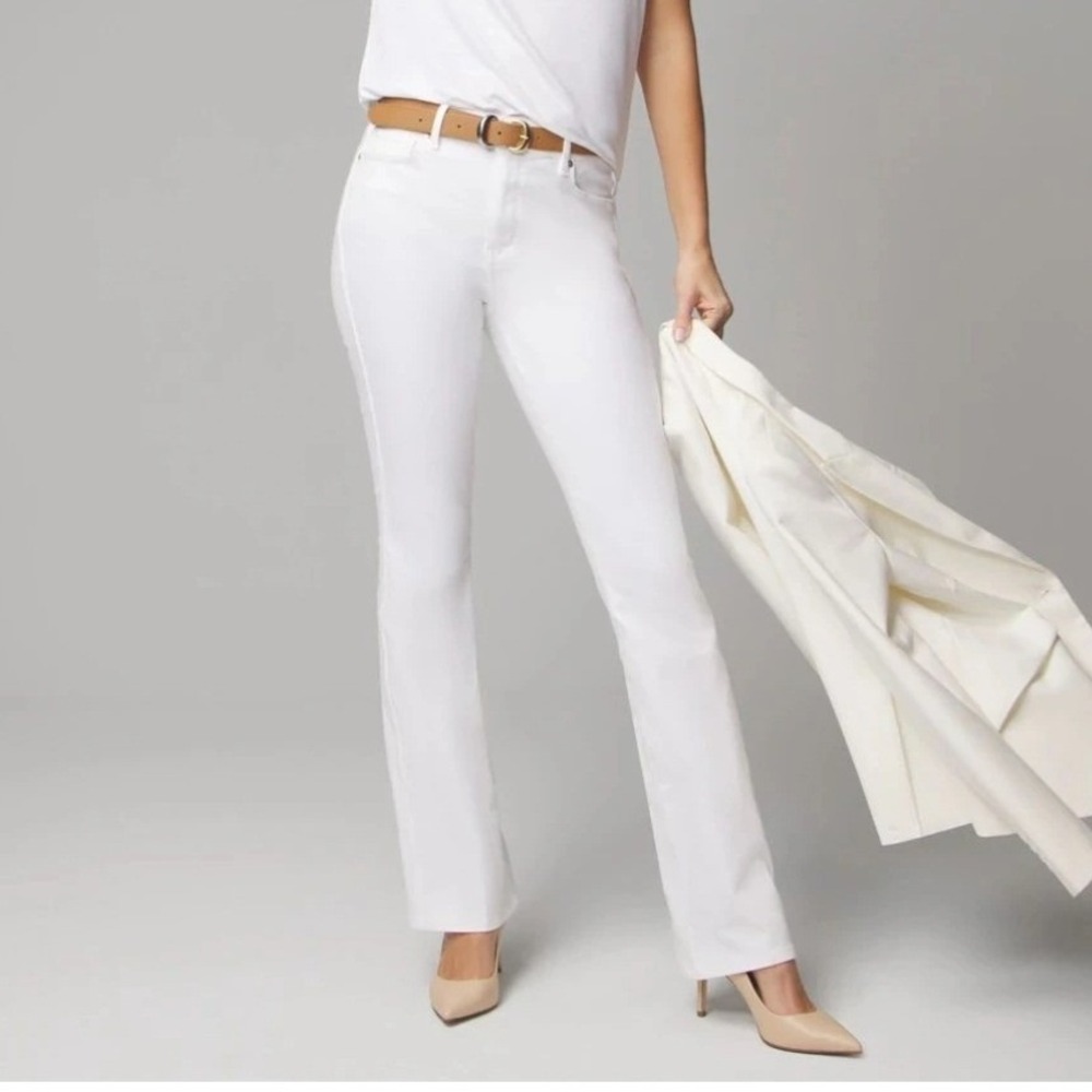White House Black Market Sculpt High-Rise Skinny Flare Jeans White Sz 14 NEW